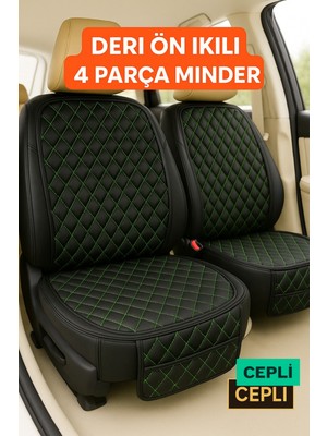 Fiat Tofaş Doğan Uyumlu Suni Deri Oto Koltuk Minderi Silinebilir Leke Tutmaz Kapitone 2'li Siyah Yeşil
