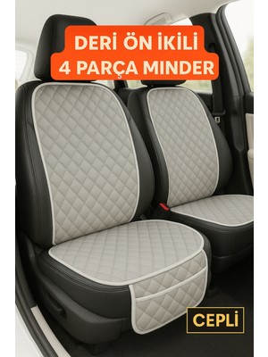 Audi Q5 2008-2017 Uyumlu Suni Deri Oto Koltuk Minderi Silinebilir Leke Tutmaz Kapitone 2'li Gri