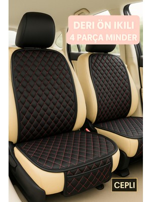 Fiat Fiorino 2007 ve Sonrası Uyumlu Suni Deri Oto Koltuk Minderi Silinebilir Leke Tutmaz Kapitone 2'li Siyah Kırmızı