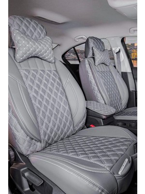 
fiat Punto ile Uyumlu Lüx Yarı Deri Oto Koltuk Kılıfı Ön Arka Takım Petra Füme