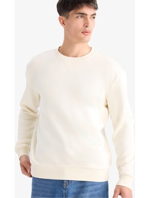 DeFacto Regular Fit Bisiklet Yaka Basic Düz Kalın Sweatshirt T3777AZ25AU