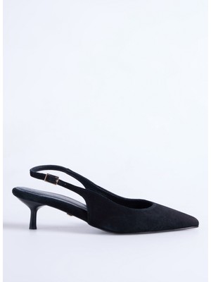 Fabrika Deri Siyah Kadın Topuklu Ayakkabı D-Kıtten-Ilsa