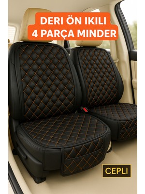 Dodge Durango 1998-2003 Uyumlu Suni Deri Oto Koltuk Minderi Silinebilir Leke Tutmaz Kapitone 2'li Siyah Turuncu