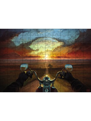 Cakapuzzle  Motorcu Uzun Ince Yol 120 Parça Puzzle Yapboz Mdf (Ahşap)