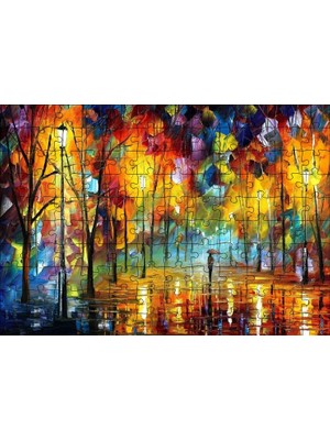 Cakapuzzle Ağaçlı Yolda Şemsiyeli Adam Yağlıboya 120 Parça Puzzle Yapboz Mdf (Ahşap)