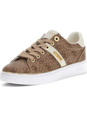 Kadın Britz Monogram Desenli Metalik Detaylı Sneaker - Bej