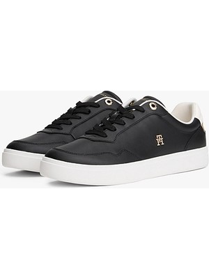 Kadın Th Monogram Plaque Court Sneakers - Siyah