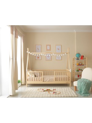 Casia - Natural Kızılderili Çatılı Montessori Karyola