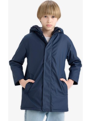 DeFacto Erkek Çocuk Su Geçirmez Kapüşonlu Pelüş Astar Yağmurluk C4315A825AU