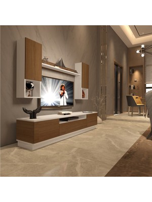 Trio 5das Mdf Tv Ünitesi Tv Sehpası - Beyaz  - Ceviz