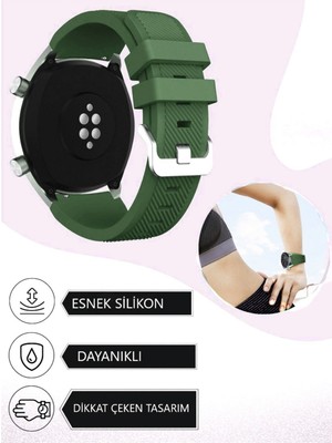 Huawei Watch Gt3 Pro Titanyum 46MM Uyumlu Çizgi Desenli Silikon Kordon Kayış (22MM)