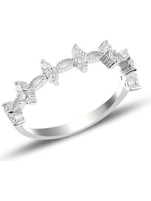 SGTL Crown 925 Ayar Gümüş Taç Şekilli Zirkon Taşlı Yüzük – Rodyum Kaplama, Zarif ve Şık Tasarım