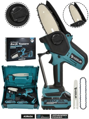 Assur 21V Çift Akülü Ağaç Odun Dal Kesme Şarjlı Budama Testeresi