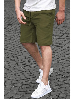 Haki Basic Keten Erkek Şort 6506