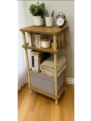 Dressuar Çam Desenli Dresuar - Raflı- Ahşap- Demonte 30X40X78 cm Aksesuarlar Dahil Değildir.