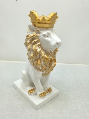 MYK Hediye ve Sanat Atölyesi Frefly Store Beyaz 35X19X12 Taçlı Aslan Kral