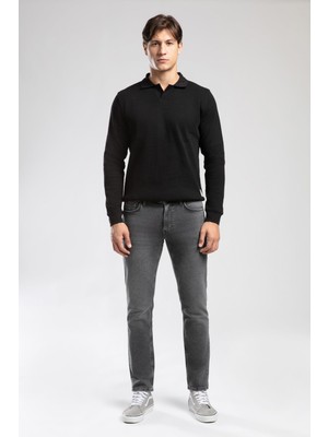 Sirius Erkek Polo Yaka Sweatshirt Siyah