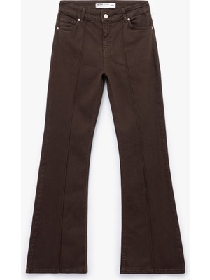 Dar Kesim Nervürlü Ispanyol Paça Jean Pantolon - Flare Jeans