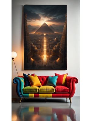Özkacar Group Antik Mısır Distopik Şehir Ev Duvar Salon Güzellik Salonu Ofis Dükkan Dekarasyon Kanvas Tablo
