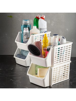 4'lü Set Üst Üste Eklenebilir Banyo Mutfak Rafı - Mutfak Düzenleyici