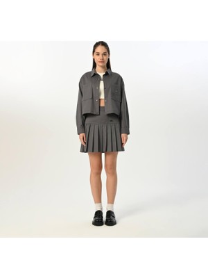 09-15 Yaş Kız Çocuk Gabardin Ceket Etek Takım - Gri