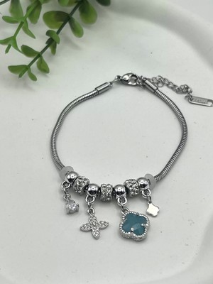 Çelik Kordonlu Pnd Model Bileklik (Yonca)