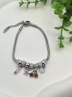 Çelik Kordonlu Pnd Model Bileklik (Gümüş)