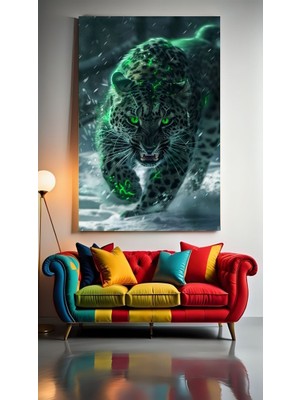 Özkacar Group Yeşil Gözlü Kaplan Iıı Ev Duvar Salon Güzellik Salonu Ofis Dükkan Dekarasyon Kanvas Tablo