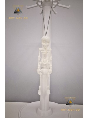 ARTMEK3D Araba Iskelet Dikiz Ayna Süsü (Beyaz 25 cm Zincir Dahil)