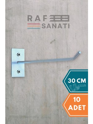 Duvar Kancası 30 cm Duvar ve Suntaya Monte Askı Vidalı Kanca Raf Kancası Raf Askısı Aksesuar Tel