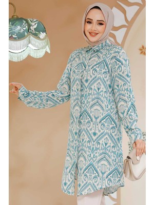 Desenli Mint Tesettür Tunik 11718MINT