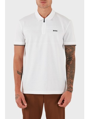 Boss % 100 Pamuk Regular Fit Fermuarlı Polo Yaka T Shirt Erkek POLO YAKA T SHİRT 50538177 100