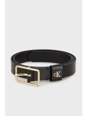 Calvin Klein Siyah Deri Bayan Kemer 90 cm Logo Tokalı Yüksek Kalite Şık Tasarım