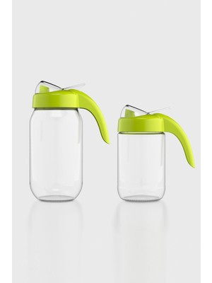 Renga Ares Yeşil Kapaklı 660 ml ve 1000 ml 2'li Cam Yağlık Seti 151004