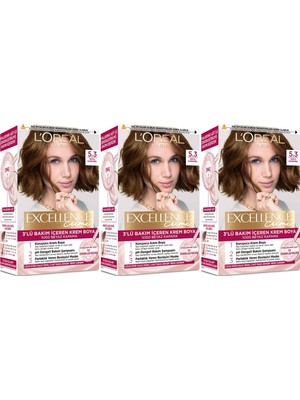L'Oréal Paris Excellence Saç Boyası 5.3 Koyu Karamel 3'lü Set Yenilenmiş Ambalaj