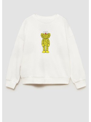 Unisex Çocuk Kaws Baskılı 3 Iplik Kumaş Pamuklu Sweatshirt