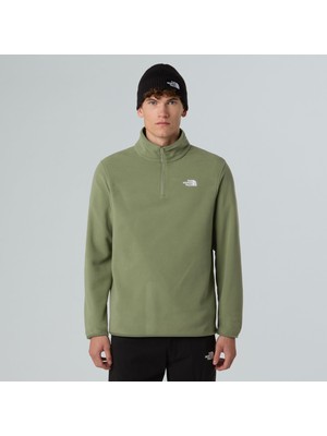 The North Face M Glacier Fleece 1/4 Zip Jacket Erkek Polar Düz Desenli Yeşil Rahat Kesim