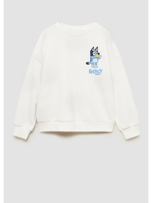 Unisex Bluey Baskılı 3 Iplik Kumaş Pamuklu Sweatshirt