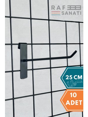 Siyah Tel Pano Kancası 25 cm - Askı Kanca Raf Askısı Raf Aksesuar Tel Askı Çorap Kancası