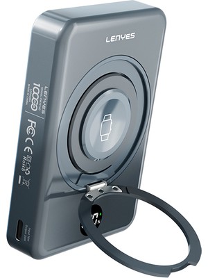 Lenyes PW1010D Standlı Wireless Powerbank Pd 20W Dijital LED Kablosuz Şarj Özellik 15W 10000MAH Gri