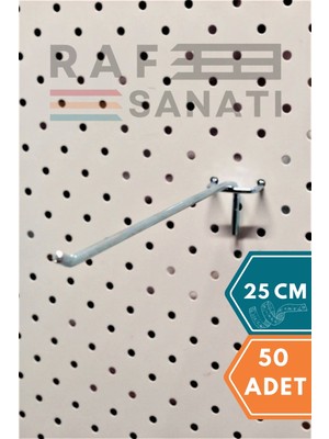 50 Adet Fon Kancası Delikli Pano Kancası 25 cm - Askı Kanca Raf Askısı Raf Aksesuar Tel Askı Raf Kancası