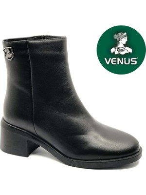 Venüs Kadın Hakiki Deri Fermuarlı Günlük Bot 2551402K - Siyah - 36