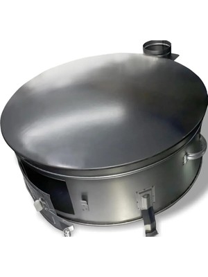 55 cm Ekmek Yufka Gözleme Bazlama Sobası Cift Saclı Soba Olarak Kullanım Ters Cevirip Et Kavurma