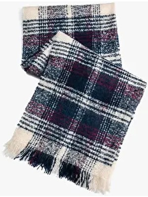 Novon Tocco Premium Geniş Atkı Lacivert Renk Erkekler İçin Bouclé Kaşe Dokulu Tasarım