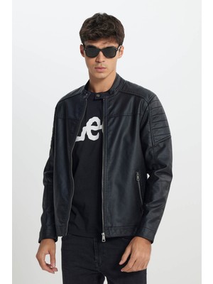 Lee Regular Fit  Fermuarlı Siyah Erkek Ceket L242469001