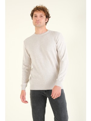 Erkek Desenli Sıfır Yaka Kazak Taş