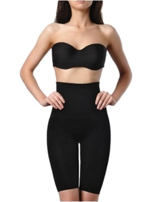 Kadın Siyah Dikişsiz Yüksek Bel Uzun Paçalı Toparlayıcı Korse 2460