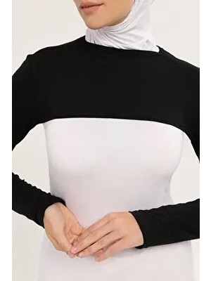 Belirtilmemiş Kadın Uzun Kol Boyunluklu Kolluk Siyah Viskon Düz Desenli Regular Kalıp