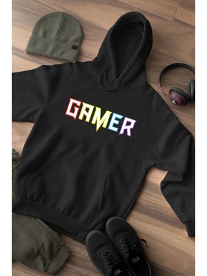 Level Atlatan Gamer Baskılı Tasarım Regular Fit %100 Pamuk Sweatshirt Fps, Rpg ve Daha Fazlası!