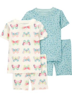 Küçük Kız Çocuk Pijama Set 4'lü Paket